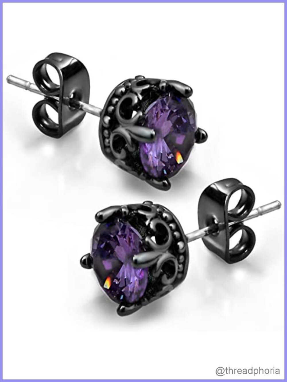 Gothic Stud Earrings Stainless Steel Brass Cubic Zirconia